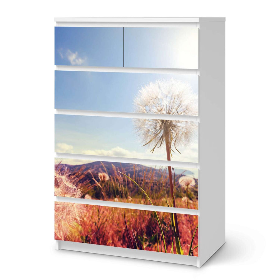 Möbel Klebefolie Dandelion - IKEA Malm Kommode 6 Schubladen (hoch)  - weiss