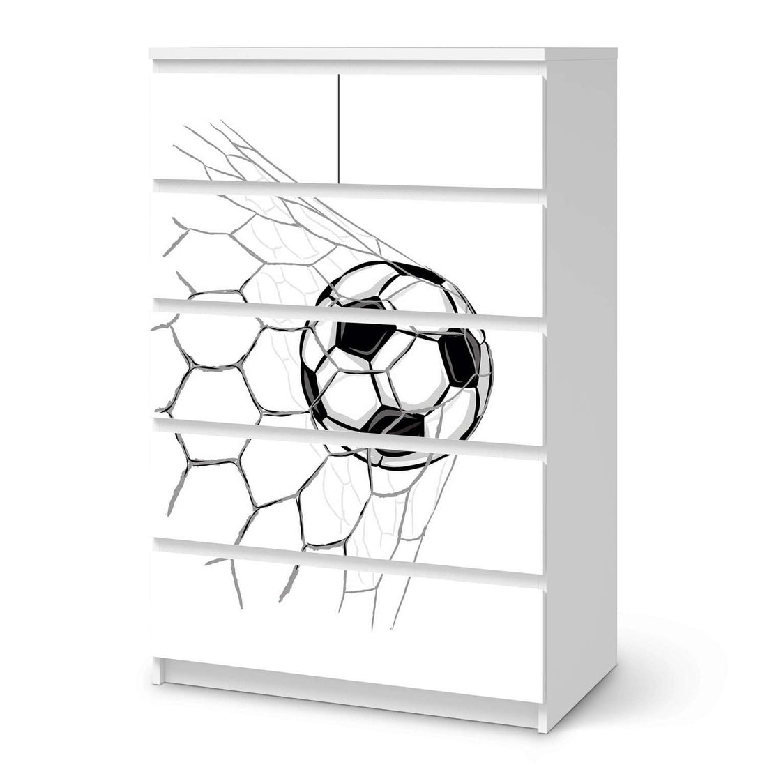 Möbel Klebefolie Eingenetzt - IKEA Malm Kommode 6 Schubladen (hoch)  - weiss