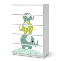 Möbel Klebefolie Elephants - IKEA Malm Kommode 6 Schubladen (hoch)  - weiss