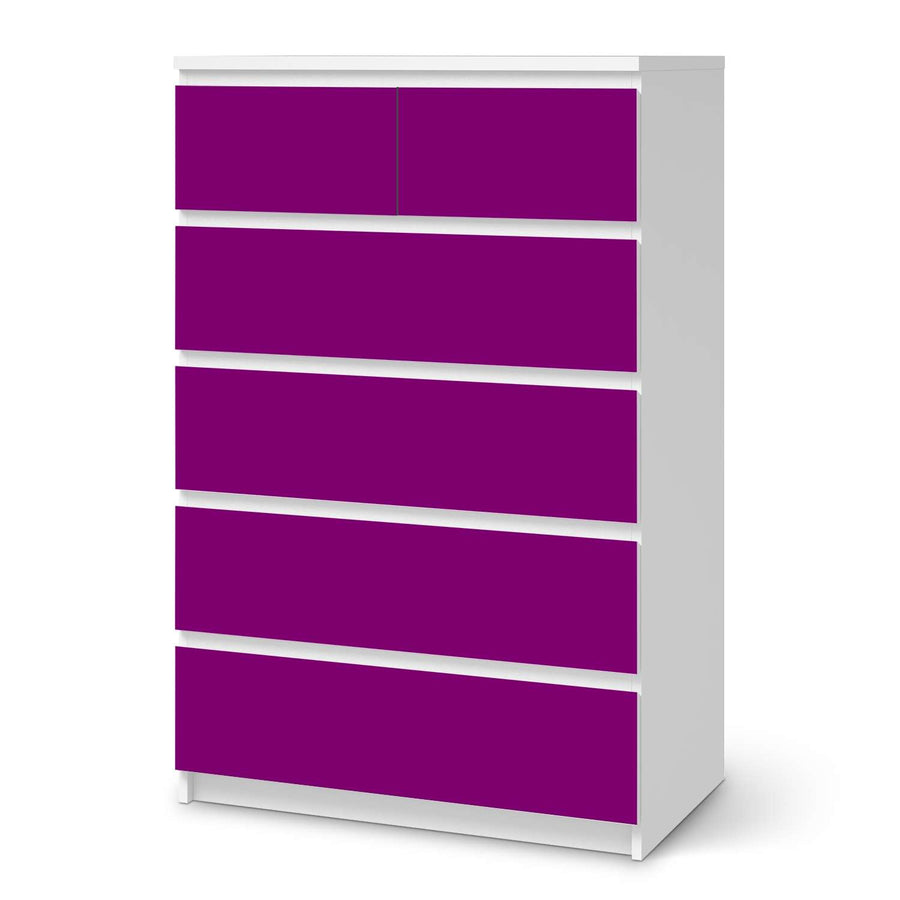 Möbel Klebefolie Flieder Dark - IKEA Malm Kommode 6 Schubladen (hoch)  - weiss
