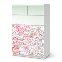 Möbel Klebefolie Floral Doodle - IKEA Malm Kommode 6 Schubladen (hoch)  - weiss