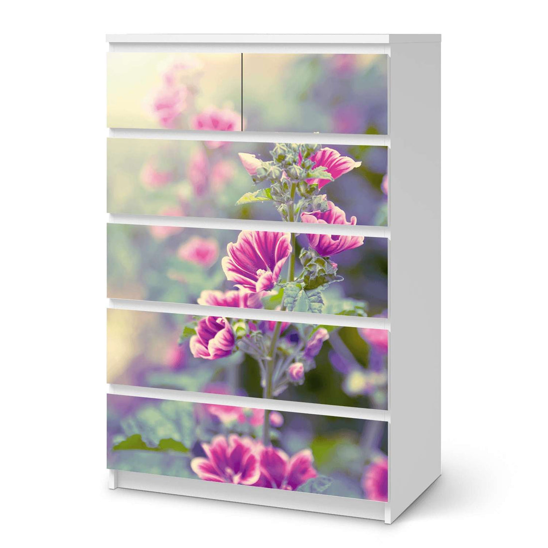 Möbel Klebefolie Flower Gaze - IKEA Malm Kommode 6 Schubladen (hoch)  - weiss