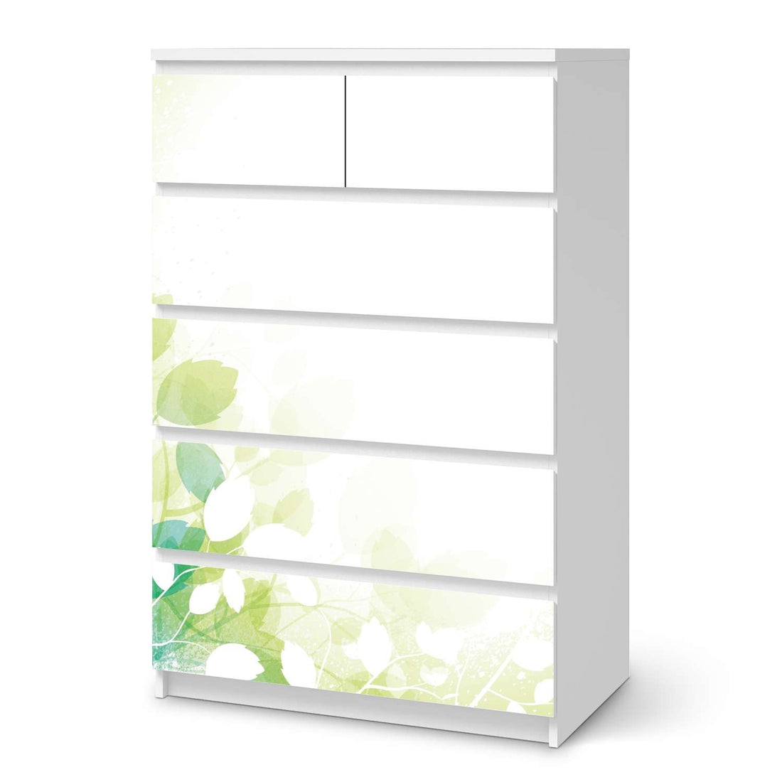 Möbel Klebefolie Flower Light - IKEA Malm Kommode 6 Schubladen (hoch)  - weiss