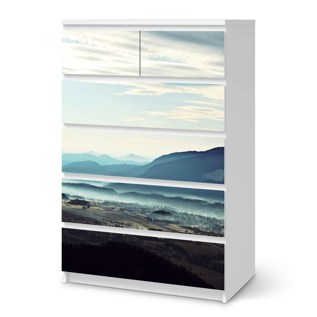 Möbel Klebefolie Fog Village - IKEA Malm Kommode 6 Schubladen (hoch)  - weiss