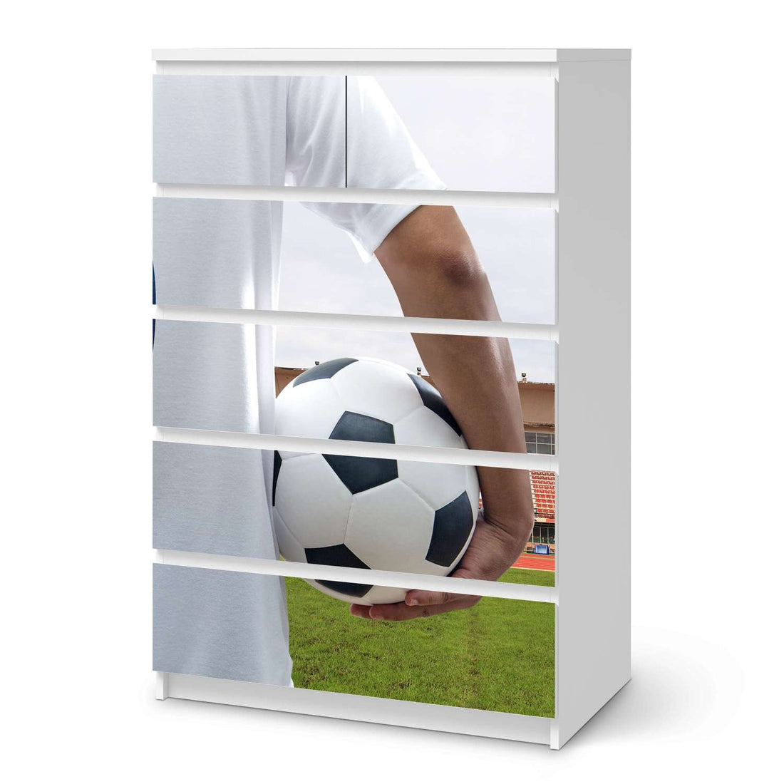 Möbel Klebefolie Footballmania - IKEA Malm Kommode 6 Schubladen (hoch)  - weiss