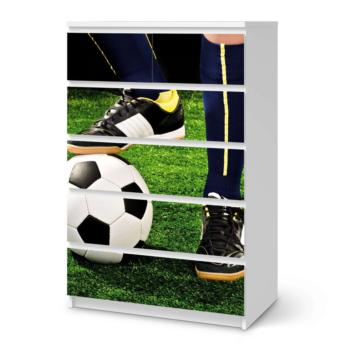 Möbel Klebefolie Fussballstar - IKEA Malm Kommode 6 Schubladen (hoch)  - weiss