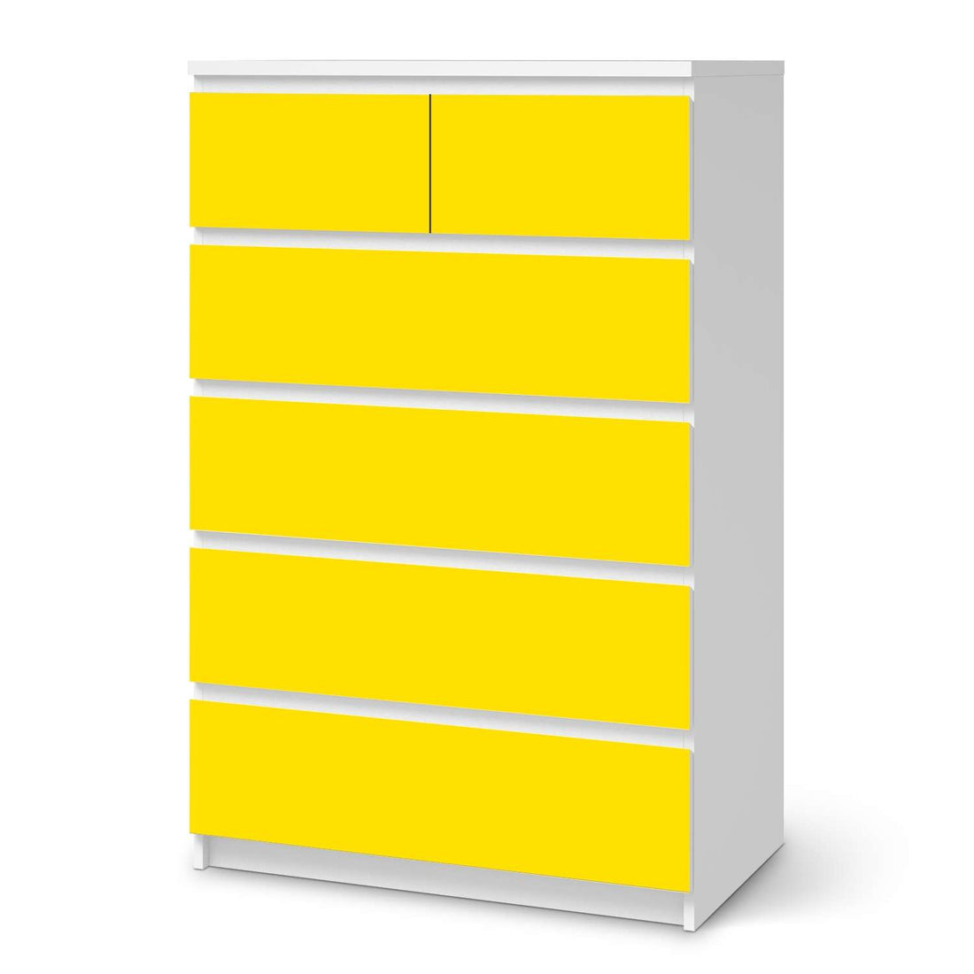 Möbel Klebefolie Gelb Dark - IKEA Malm Kommode 6 Schubladen (hoch)  - weiss