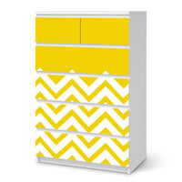 Möbel Klebefolie Gelbe Zacken - IKEA Malm Kommode 6 Schubladen (hoch)  - weiss