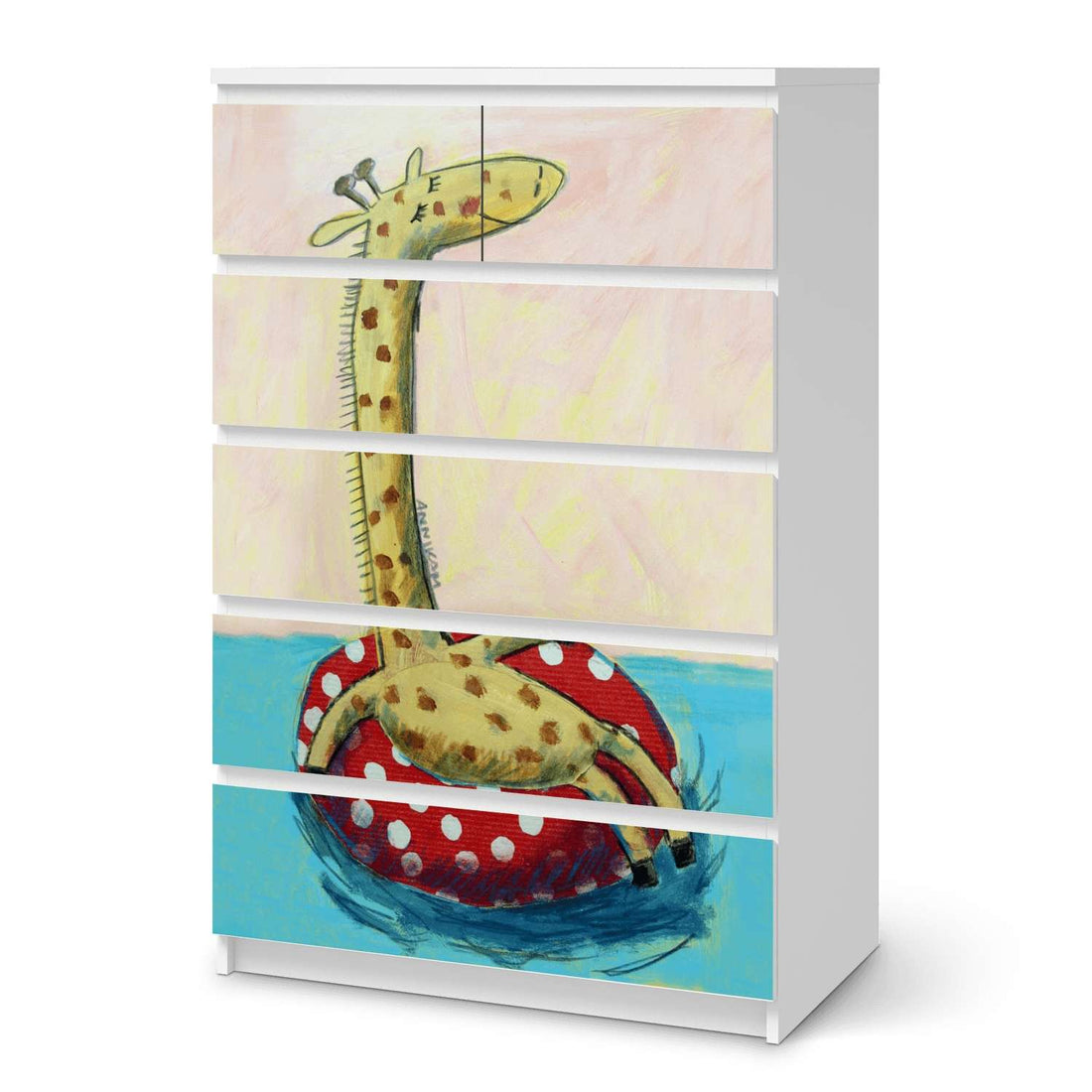 Möbel Klebefolie Giraffe - IKEA Malm Kommode 6 Schubladen (hoch)  - weiss