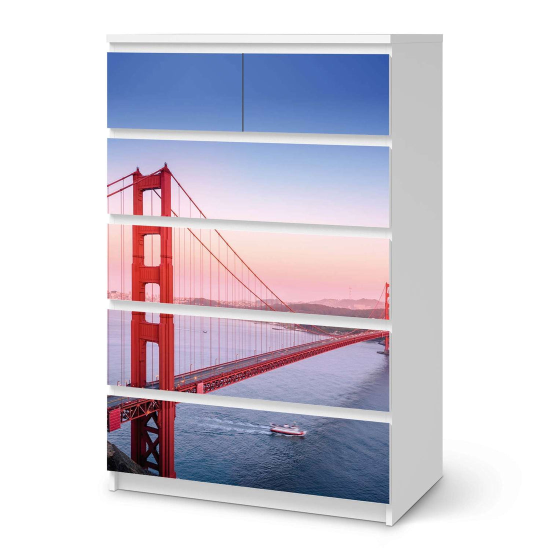 Möbel Klebefolie Golden Gate - IKEA Malm Kommode 6 Schubladen (hoch)  - weiss