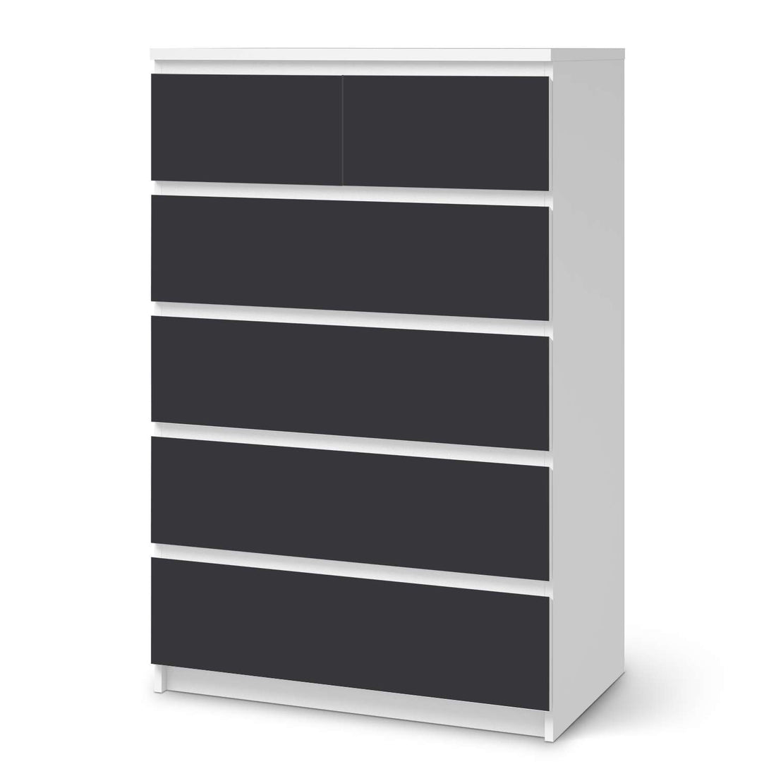 Möbel Klebefolie Grau Dark - IKEA Malm Kommode 6 Schubladen (hoch)  - weiss