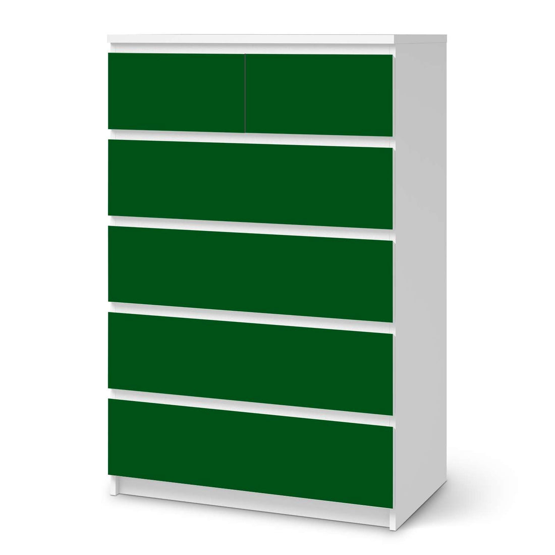 Möbel Klebefolie Grün Dark - IKEA Malm Kommode 6 Schubladen (hoch)  - weiss
