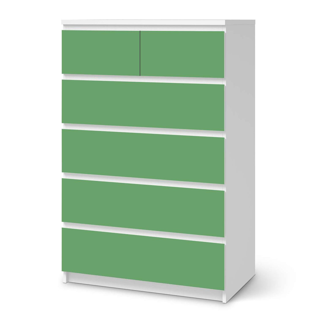 Möbel Klebefolie Grün Light - IKEA Malm Kommode 6 Schubladen (hoch)  - weiss