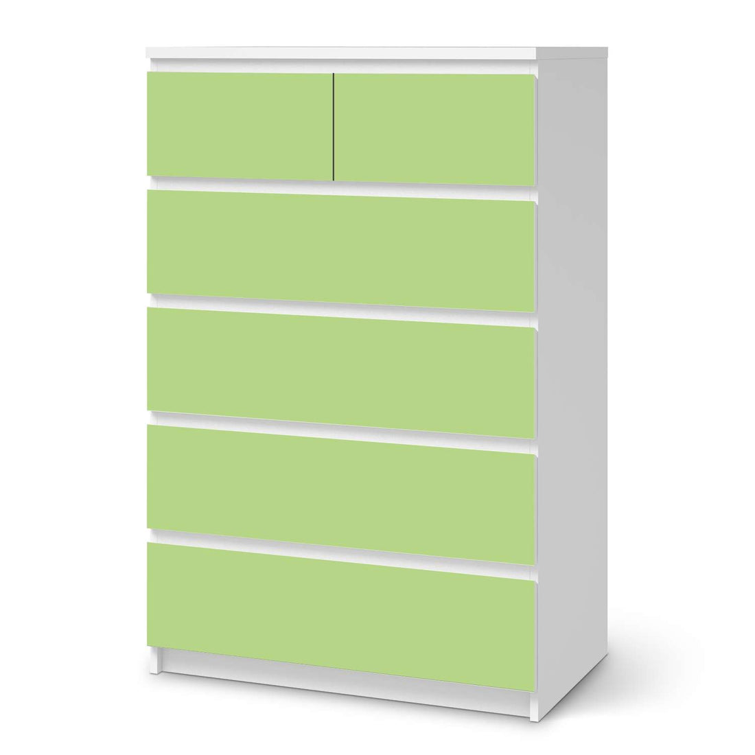 Möbel Klebefolie Hellgrün Light - IKEA Malm Kommode 6 Schubladen (hoch)  - weiss