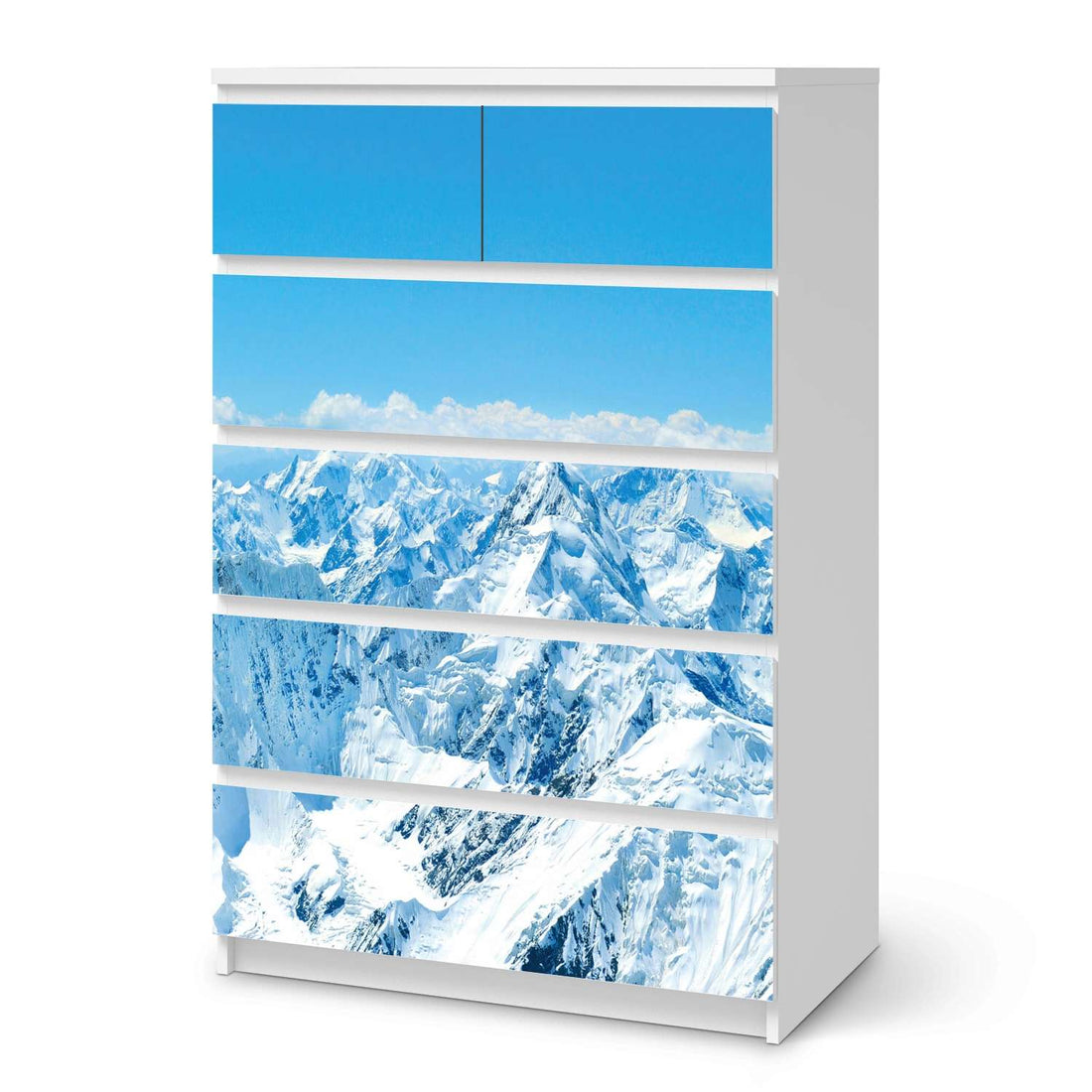 Möbel Klebefolie Himalaya - IKEA Malm Kommode 6 Schubladen (hoch)  - weiss