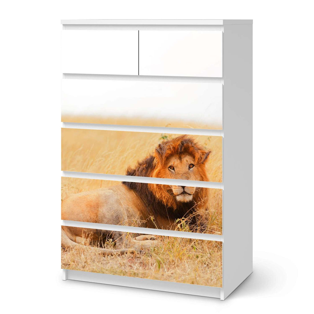 Möbel Klebefolie Lion King - IKEA Malm Kommode 6 Schubladen (hoch)  - weiss