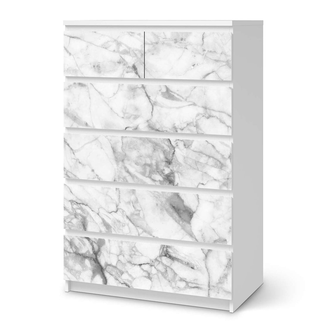 Möbel Klebefolie Marmor weiß - IKEA Malm Kommode 6 Schubladen (hoch)  - weiss