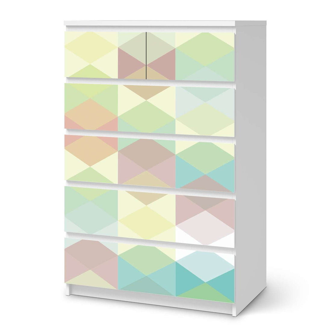 Möbel Klebefolie Melitta Pastell Geometrie - IKEA Malm Kommode 6 Schubladen (hoch)  - weiss