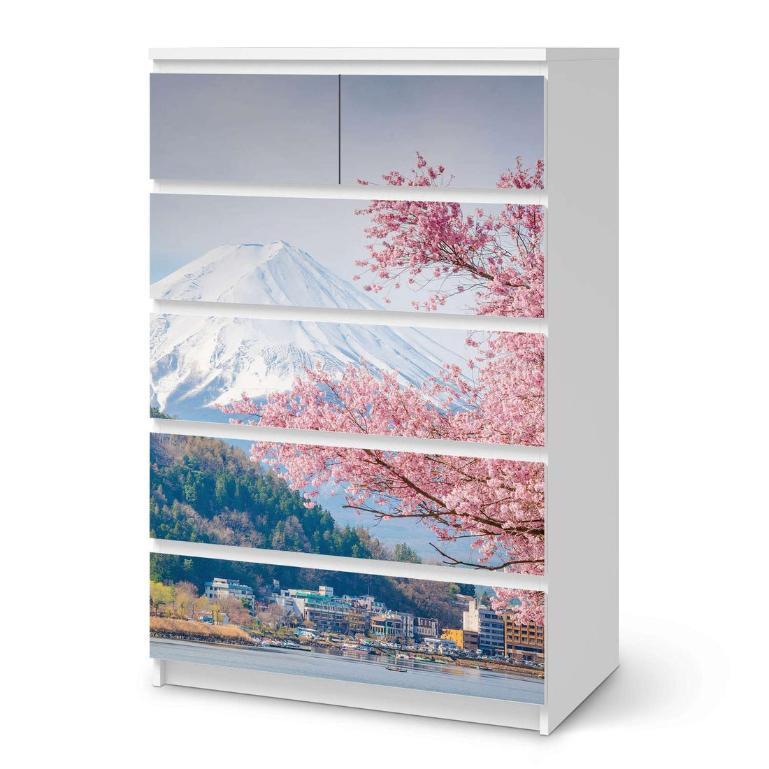 Möbel Klebefolie Mount Fuji - IKEA Malm Kommode 6 Schubladen (hoch)  - weiss