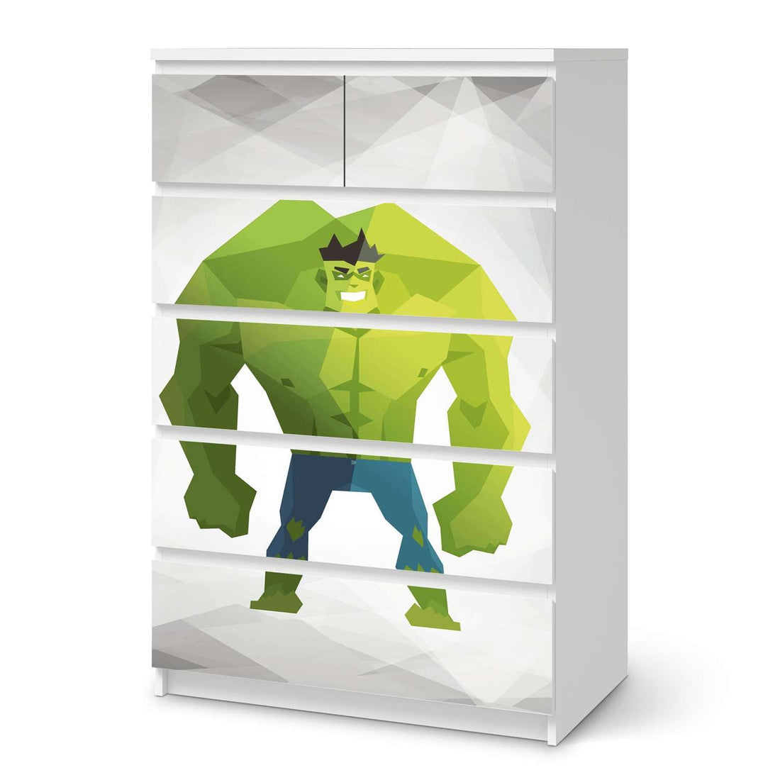 Möbel Klebefolie Mr. Green - IKEA Malm Kommode 6 Schubladen (hoch)  - weiss