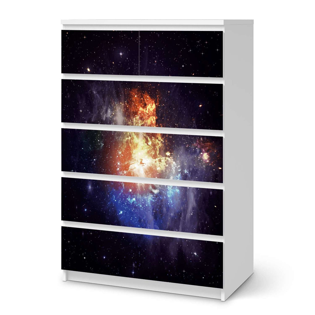 Möbel Klebefolie Nebula - IKEA Malm Kommode 6 Schubladen (hoch)  - weiss