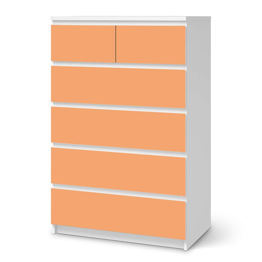 Möbel Klebefolie Orange Light - IKEA Malm Kommode 6 Schubladen (hoch)  - weiss