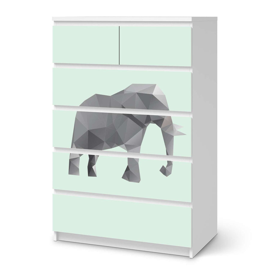 Möbel Klebefolie Origami Elephant - IKEA Malm Kommode 6 Schubladen (hoch)  - weiss