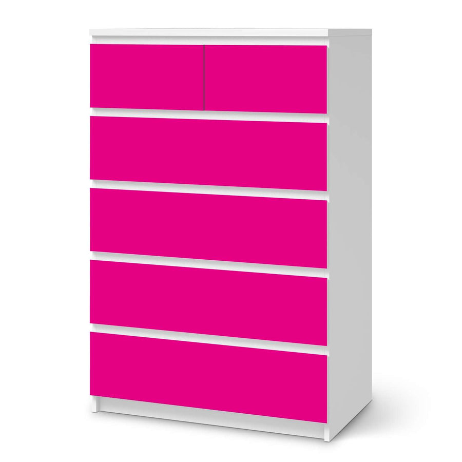 Möbel Klebefolie Pink Dark - IKEA Malm Kommode 6 Schubladen (hoch)  - weiss