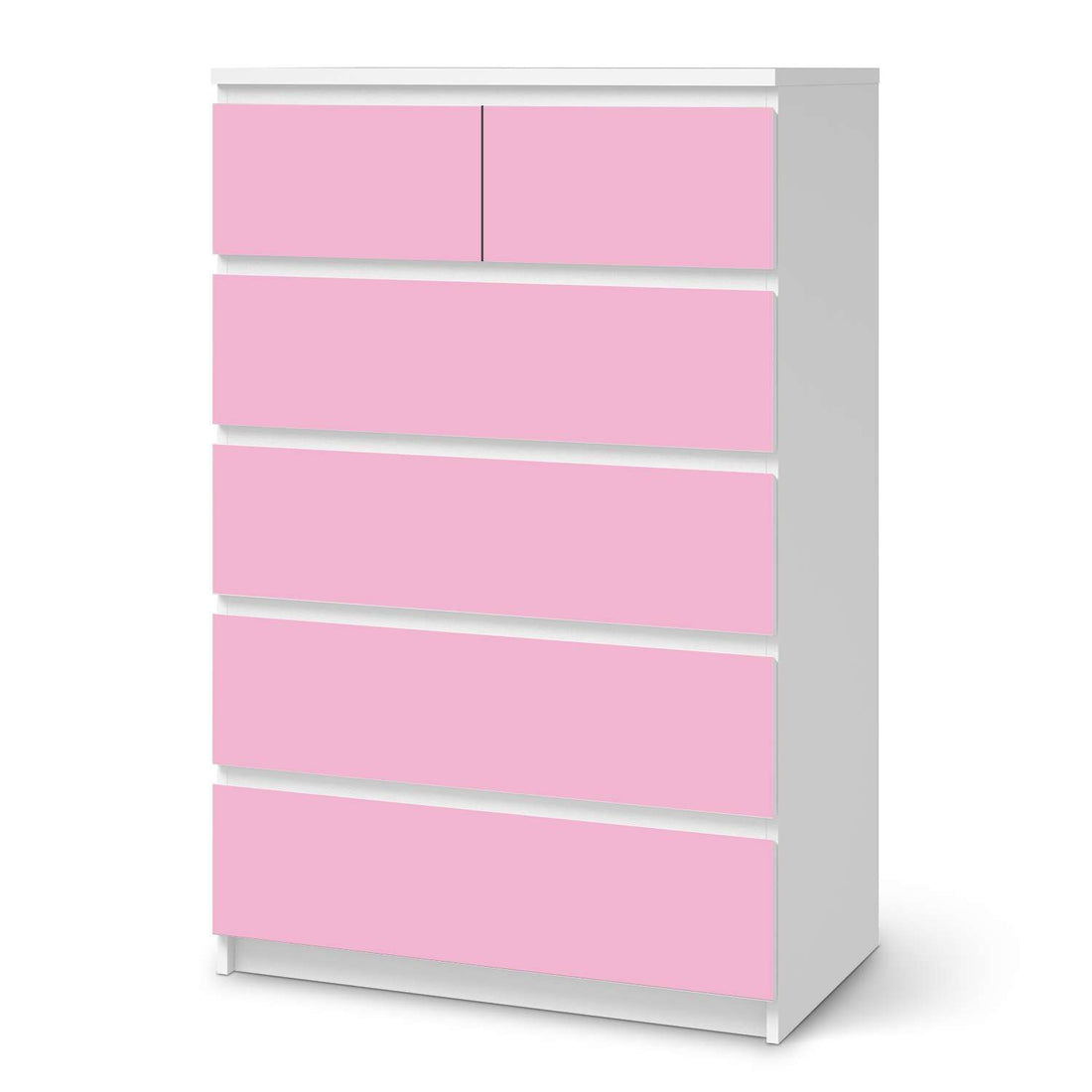 Möbel Klebefolie Pink Light - IKEA Malm Kommode 6 Schubladen (hoch)  - weiss