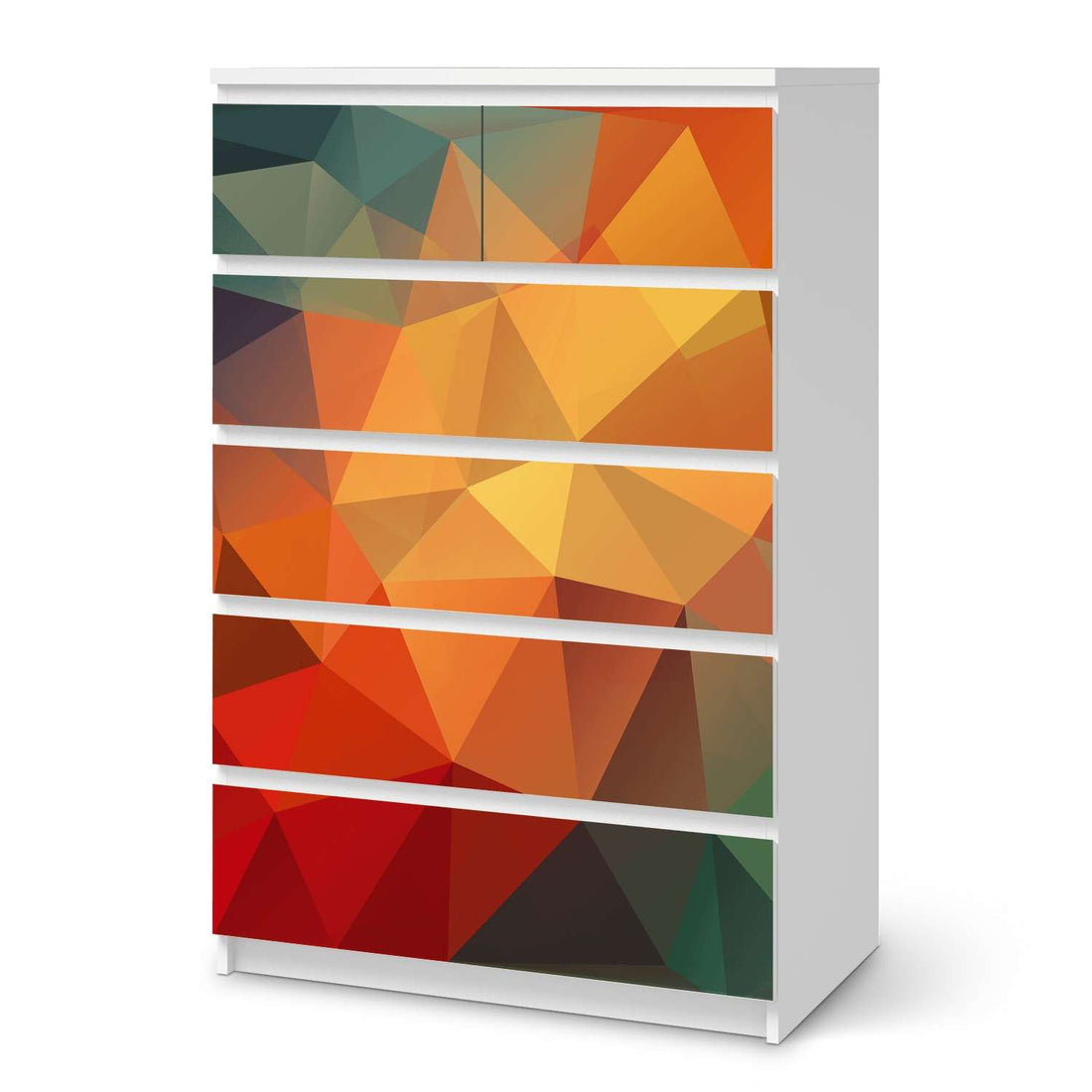Möbel Klebefolie Polygon - IKEA Malm Kommode 6 Schubladen (hoch)  - weiss