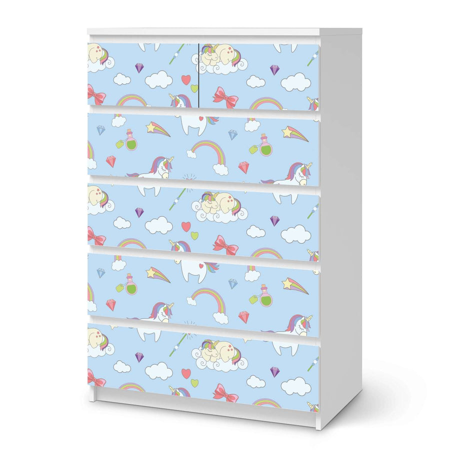 Möbel Klebefolie Rainbow Unicorn - IKEA Malm Kommode 6 Schubladen (hoch)  - weiss