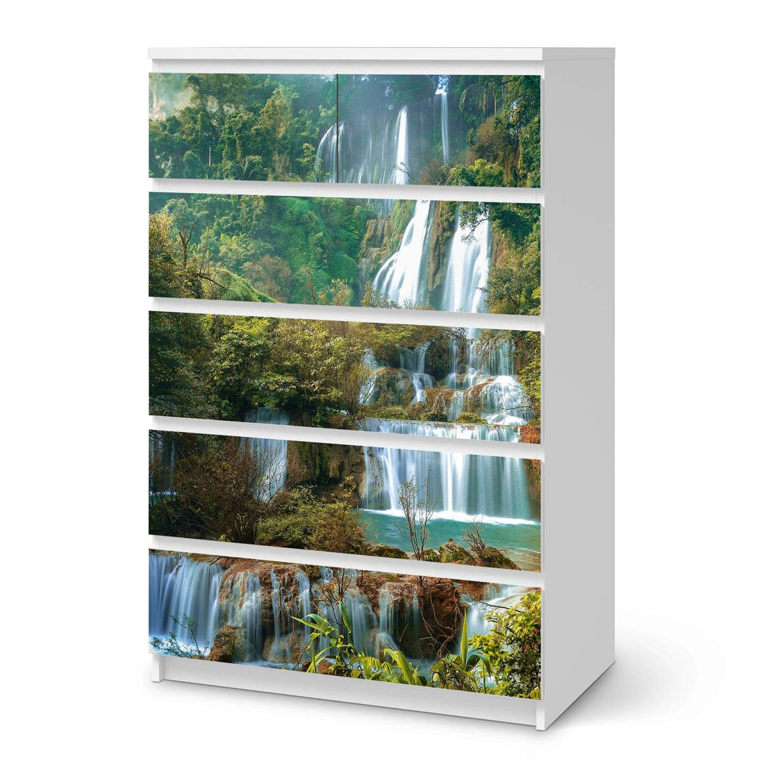 Möbel Klebefolie Rainforest - IKEA Malm Kommode 6 Schubladen (hoch)  - weiss