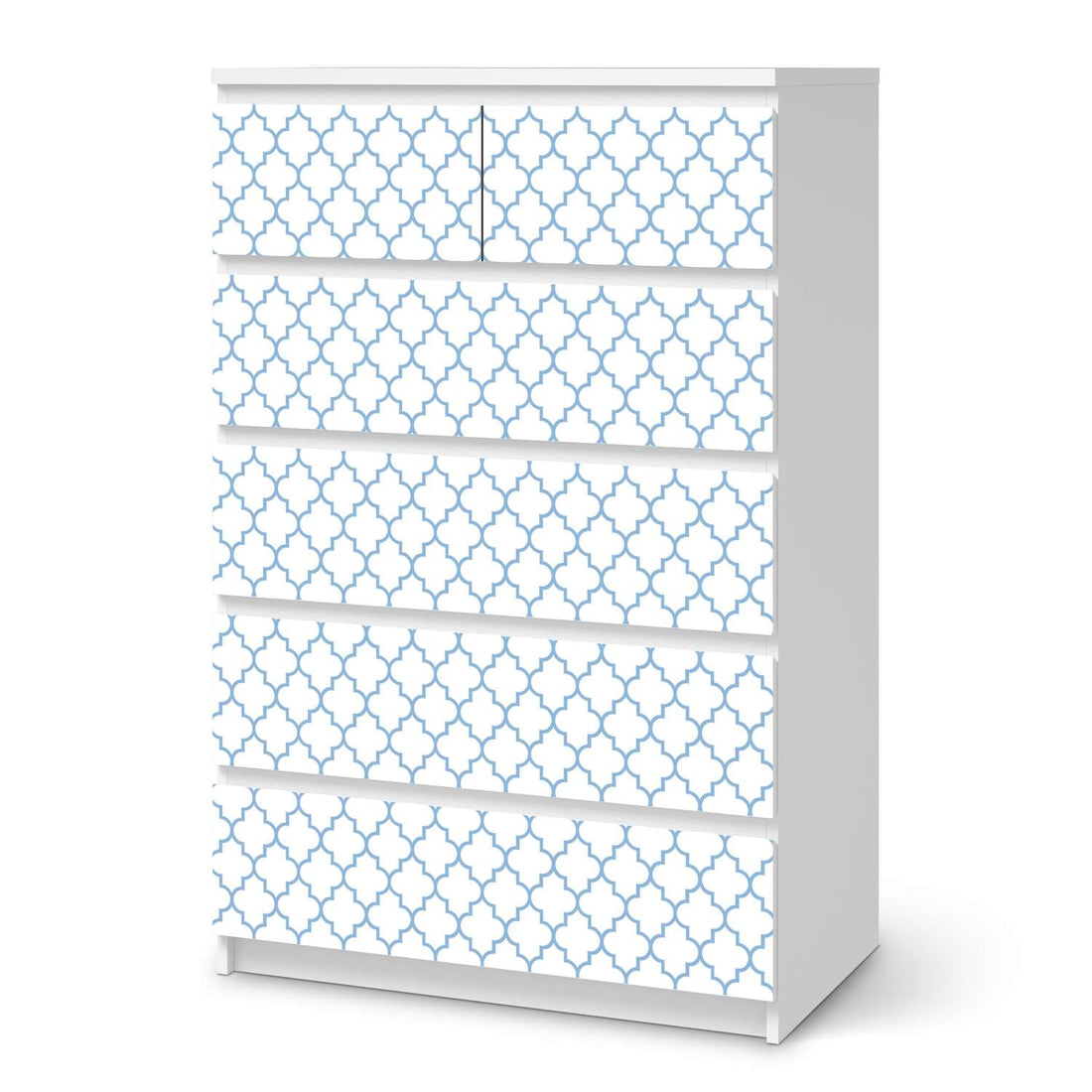 Möbel Klebefolie Retro Pattern - Blau - IKEA Malm Kommode 6 Schubladen (hoch)  - weiss