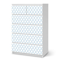 Möbel Klebefolie Retro Pattern - Blau - IKEA Malm Kommode 6 Schubladen (hoch)  - weiss