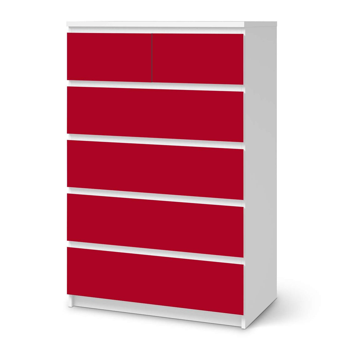 Möbel Klebefolie Rot Dark - IKEA Malm Kommode 6 Schubladen (hoch)  - weiss