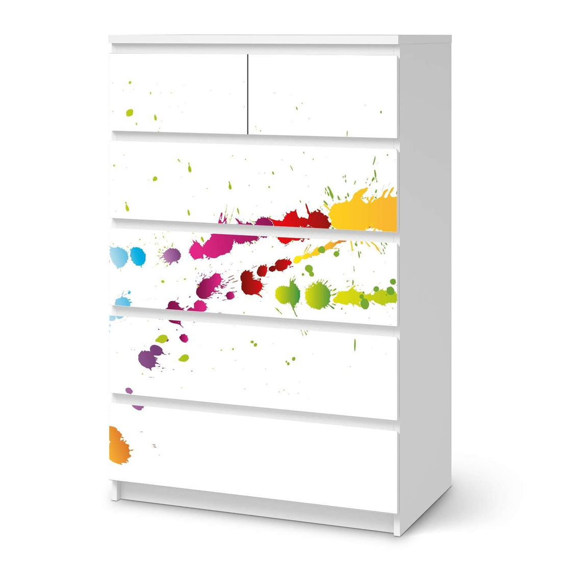 Möbel Klebefolie Splash 2 - IKEA Malm Kommode 6 Schubladen (hoch)  - weiss