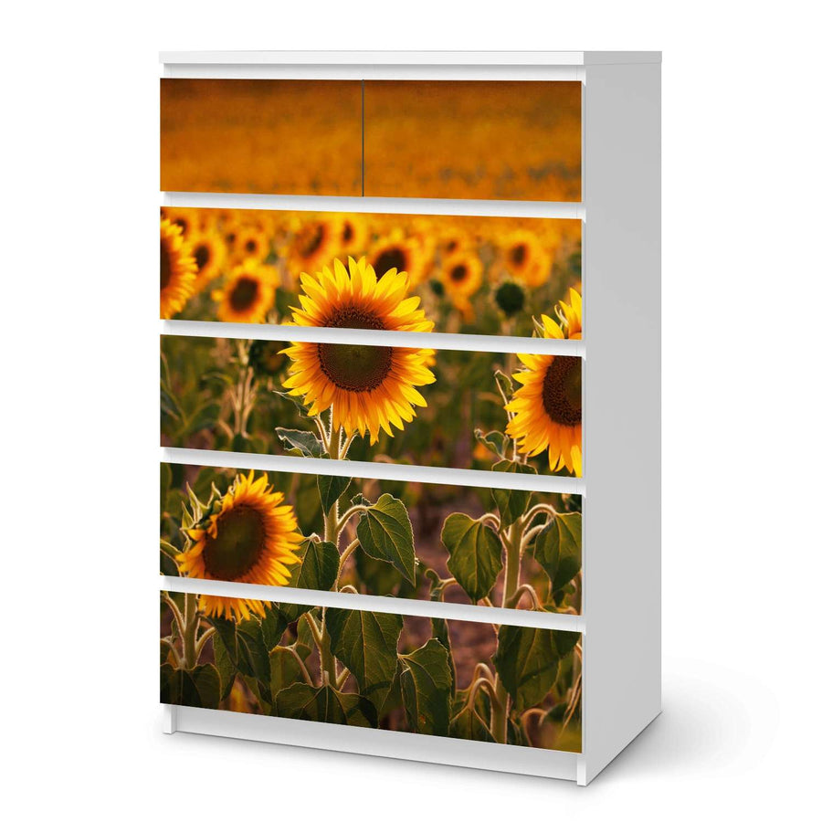Möbel Klebefolie Sunflowers - IKEA Malm Kommode 6 Schubladen (hoch)  - weiss