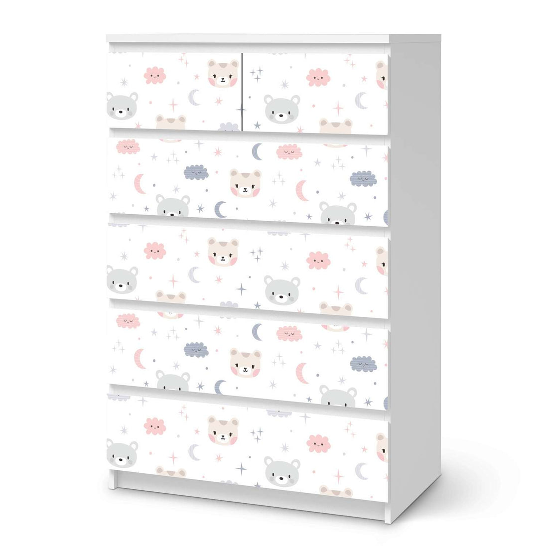 Möbel Klebefolie Sweet Dreams - IKEA Malm Kommode 6 Schubladen (hoch)  - weiss