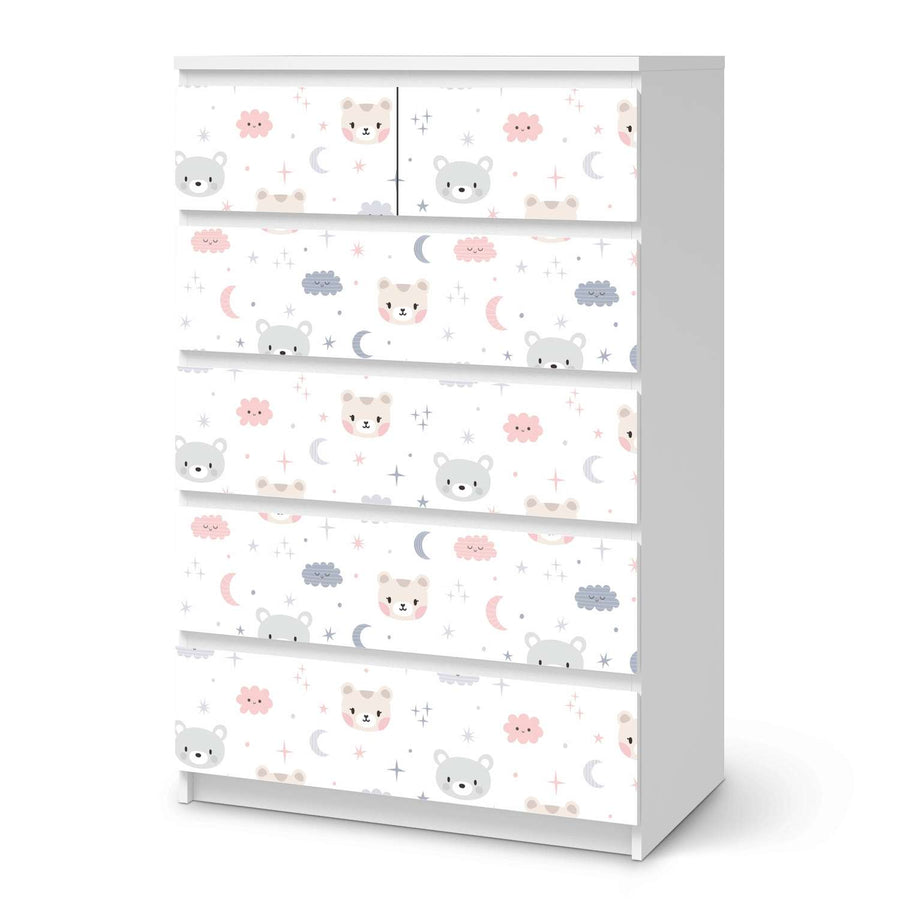 Möbel Klebefolie Sweet Dreams - IKEA Malm Kommode 6 Schubladen (hoch)  - weiss
