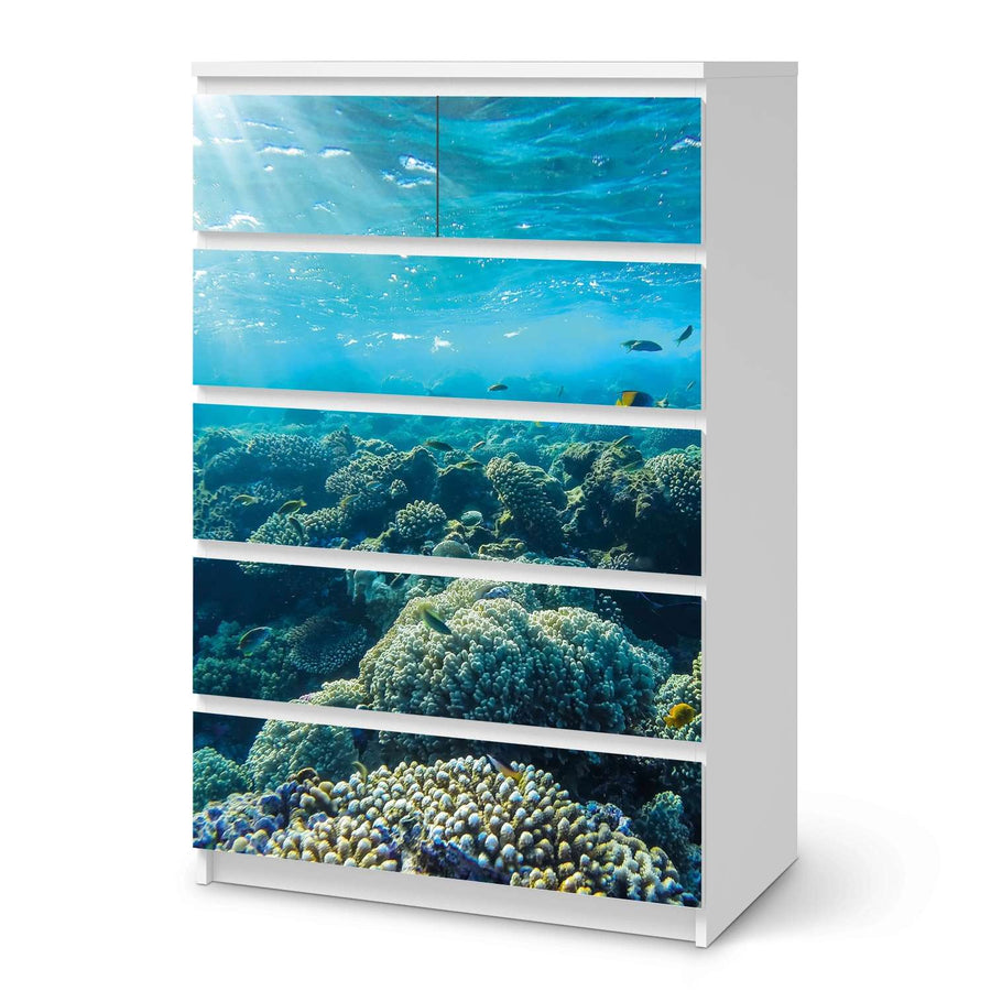 Möbel Klebefolie Underwater World - IKEA Malm Kommode 6 Schubladen (hoch)  - weiss