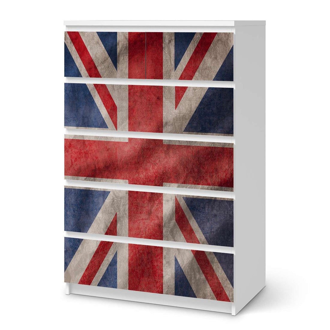 Möbel Klebefolie Union Jack - IKEA Malm Kommode 6 Schubladen (hoch)  - weiss