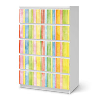 Möbel Klebefolie Watercolor Stripes - IKEA Malm Kommode 6 Schubladen (hoch)  - weiss