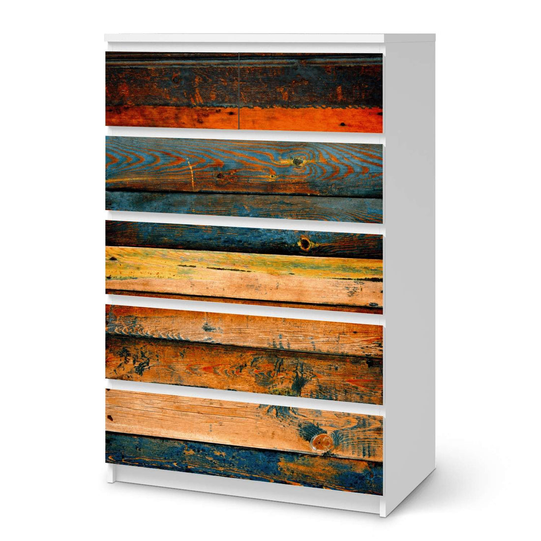 Möbel Klebefolie Wooden - IKEA Malm Kommode 6 Schubladen (hoch)  - weiss