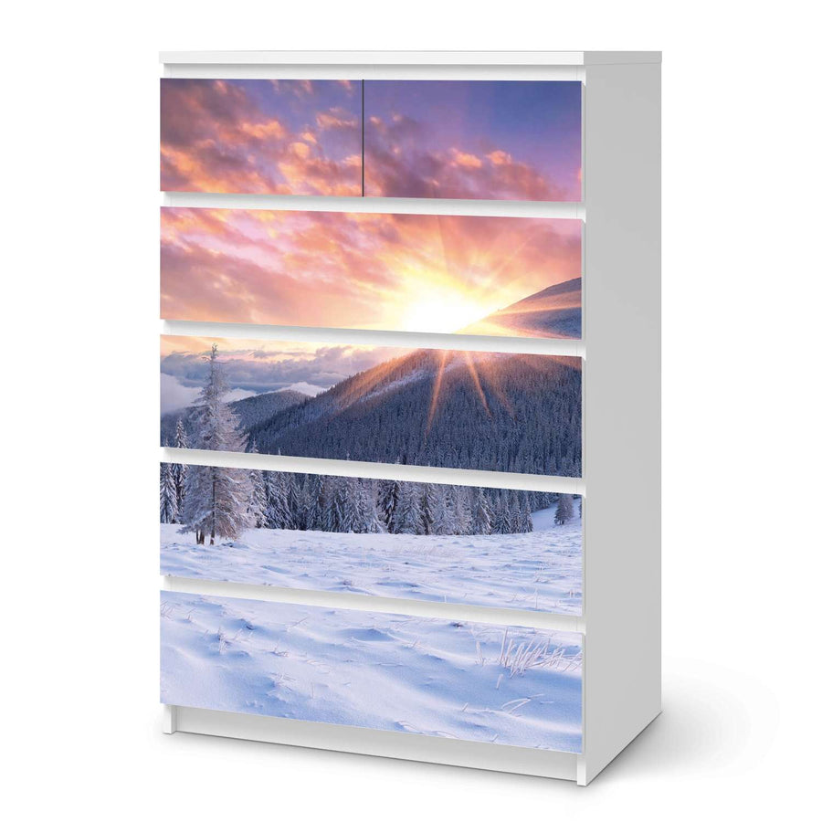 Möbel Klebefolie Zauberhafte Winterlandschaft - IKEA Malm Kommode 6 Schubladen (hoch)  - weiss