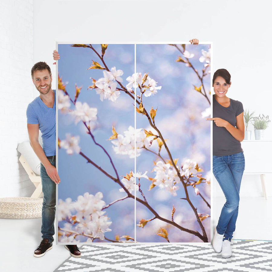 Möbel Klebefolie Apple Blossoms - IKEA Pax Schrank 201 cm Höhe - Schiebetür 75 cm - Folie