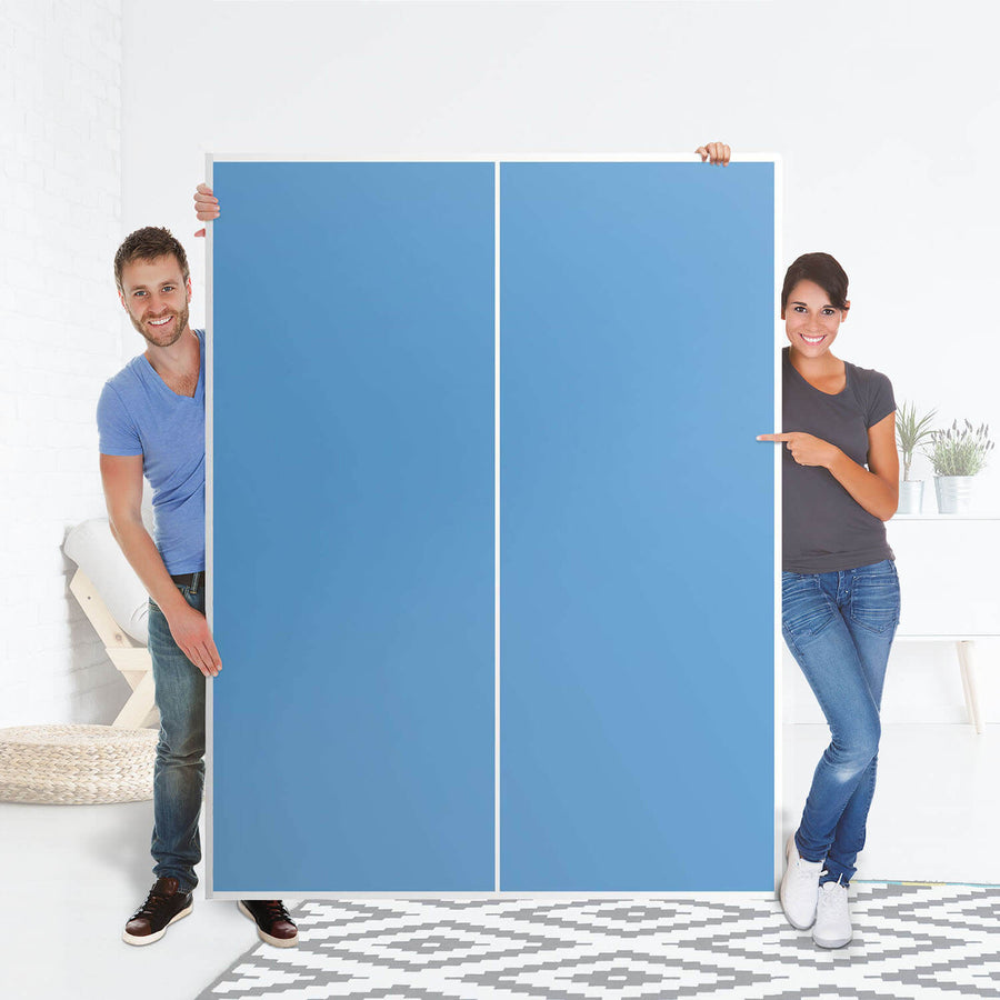 Möbel Klebefolie Blau Light - IKEA Pax Schrank 201 cm Höhe - Schiebetür 75 cm - Folie