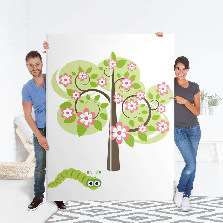 Möbel Klebefolie Blooming Tree - IKEA Pax Schrank 201 cm Höhe - Schiebetür 75 cm - Folie
