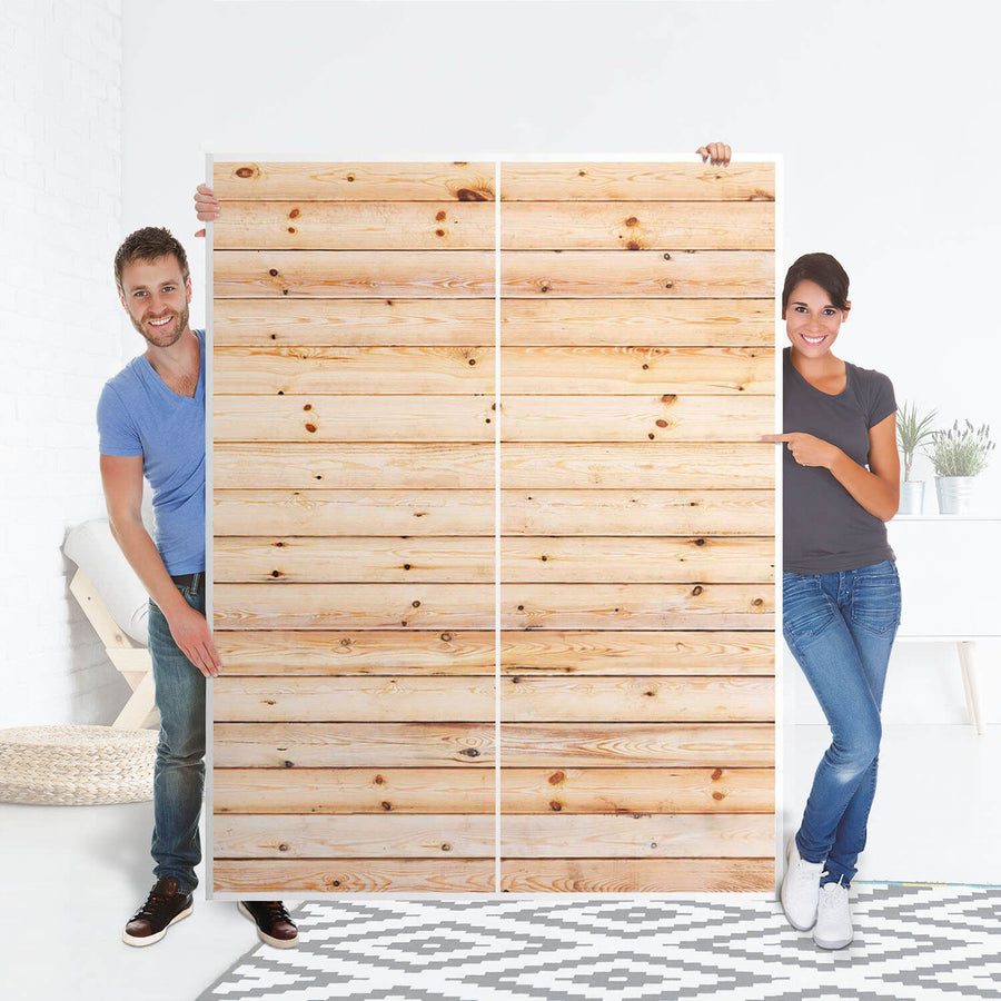 Möbel Klebefolie Bright Planks - IKEA Pax Schrank 201 cm Höhe - Schiebetür 75 cm - Folie