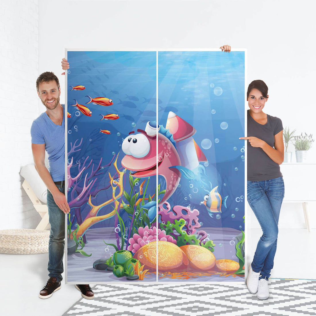 Möbel Klebefolie Bubbles - IKEA Pax Schrank 201 cm Höhe - Schiebetür 75 cm - Folie