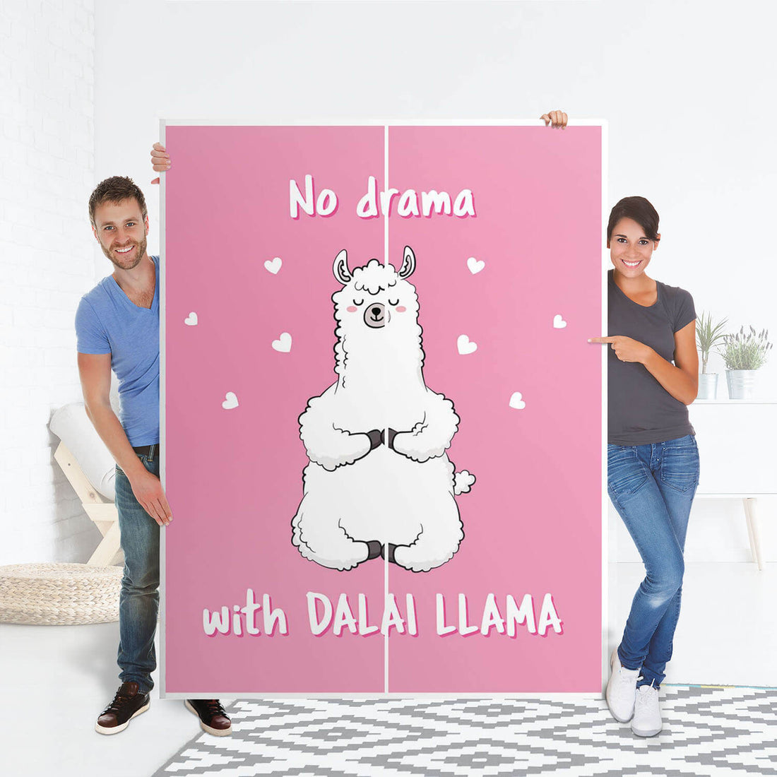 Möbel Klebefolie Dalai Llama - IKEA Pax Schrank 201 cm Höhe - Schiebetür 75 cm - Folie